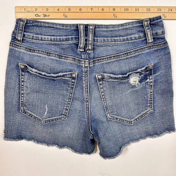 CLEARANCE Denim Boho Festival Summer Distressed Low Rise Cut Off Shorts 26" - Picture 2 of 3